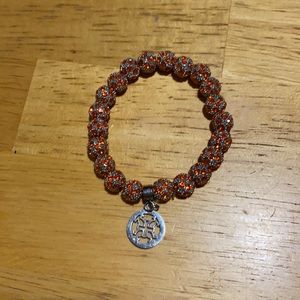 Orange and Silver Rustic Cuff Bracelet